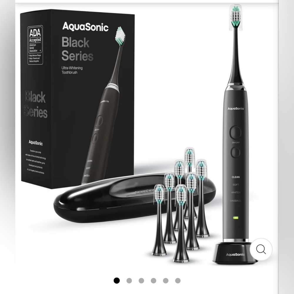 AQUASINIC ELECTRIC TOOTHBRUSH -ORIGINAL BOX with 6 Brushes sealed in plastic.